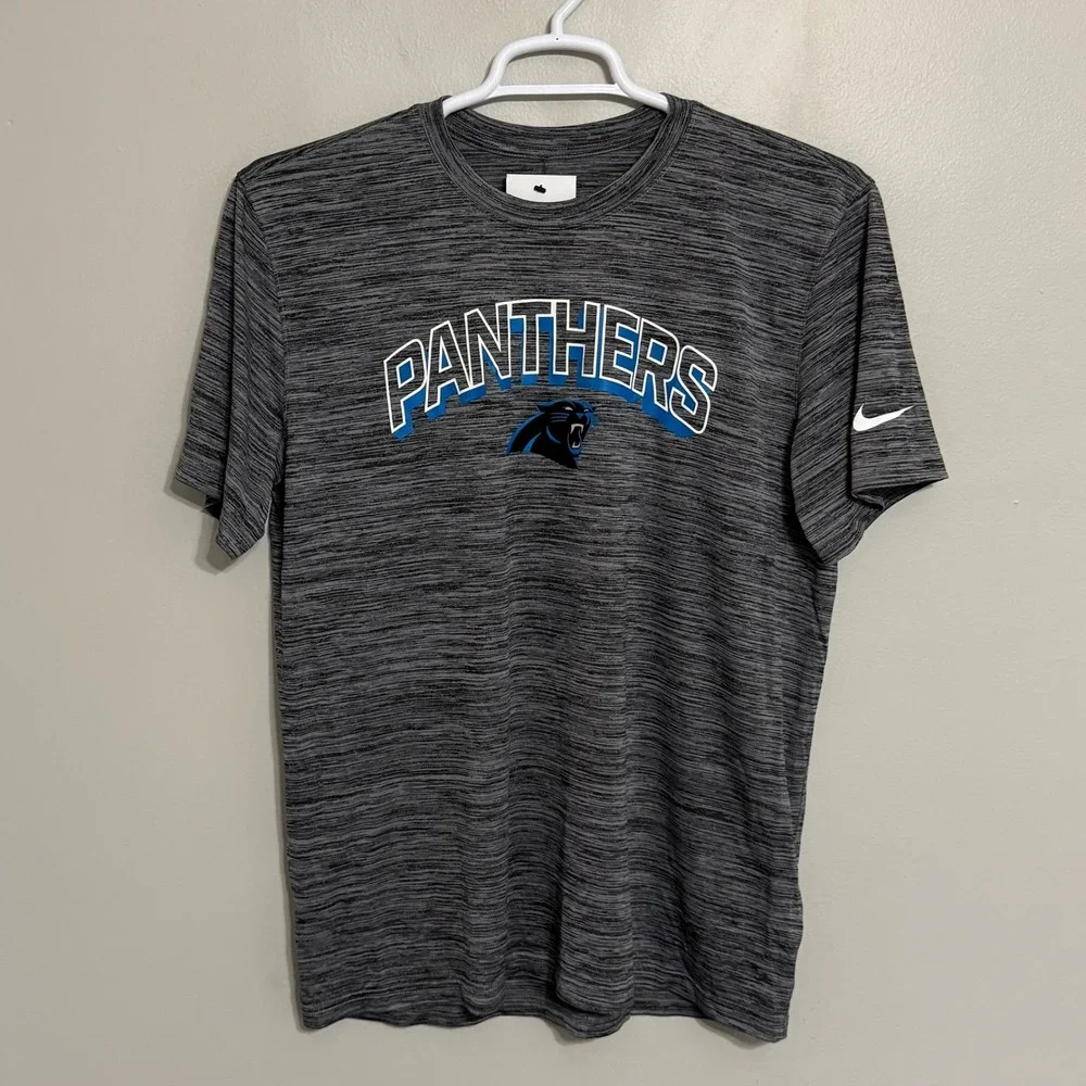 NEW Nike Dri-Fit Men Large Carolina Panthers Gray Space Dye Short Sleeve T-Shirt